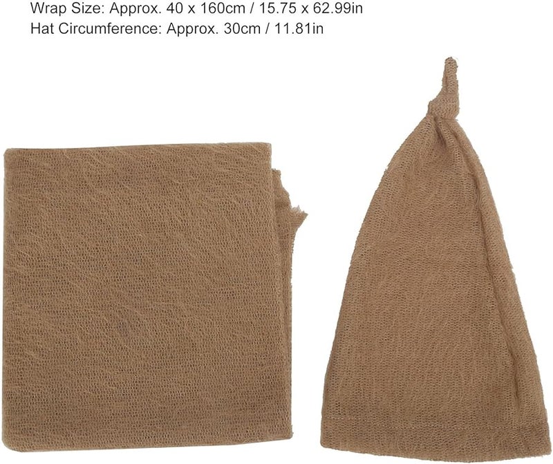 Newborn Baby Photo Props Knit Mohair Hat And Wrap Set 40x160cm 0 1 Month - Image 3